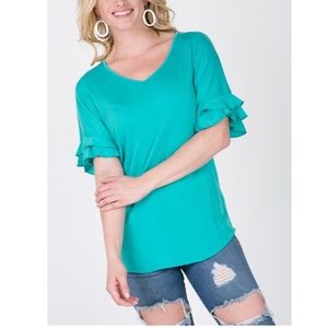 New! Mint Ruffle Sleeve Gauze Top 3 Colors